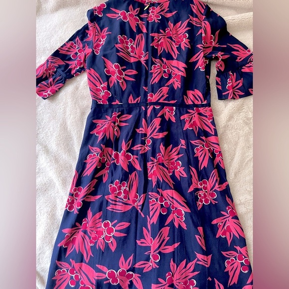 NWT Draper James Cherry Ann Flutter Dress Navy Pink Size 6 - Picture 5 of 13